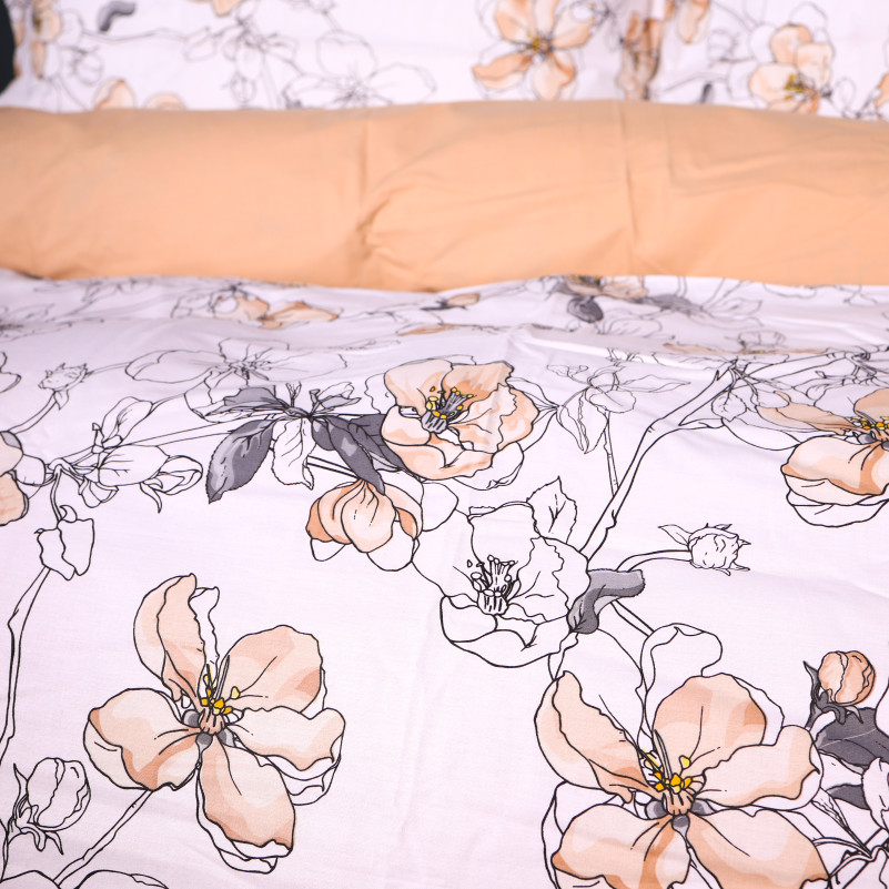 Простынь на резинке Поплин 00-2 "Beige Flowers" - высота 25 см (детские 10 см) - 5