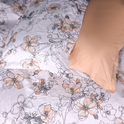 Наволочка Поплин 00-2 "Beige Flowers"