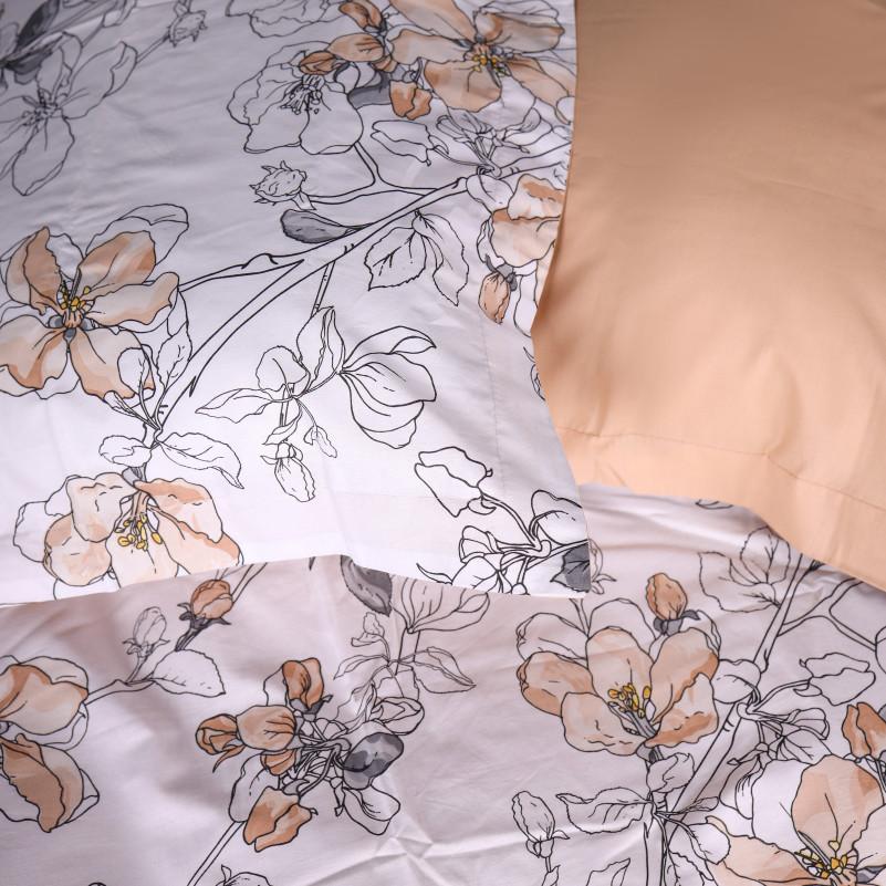 Простынь на резинке Поплин 00-2 "Beige Flowers" - высота 25 см (детские 10 см) - 4