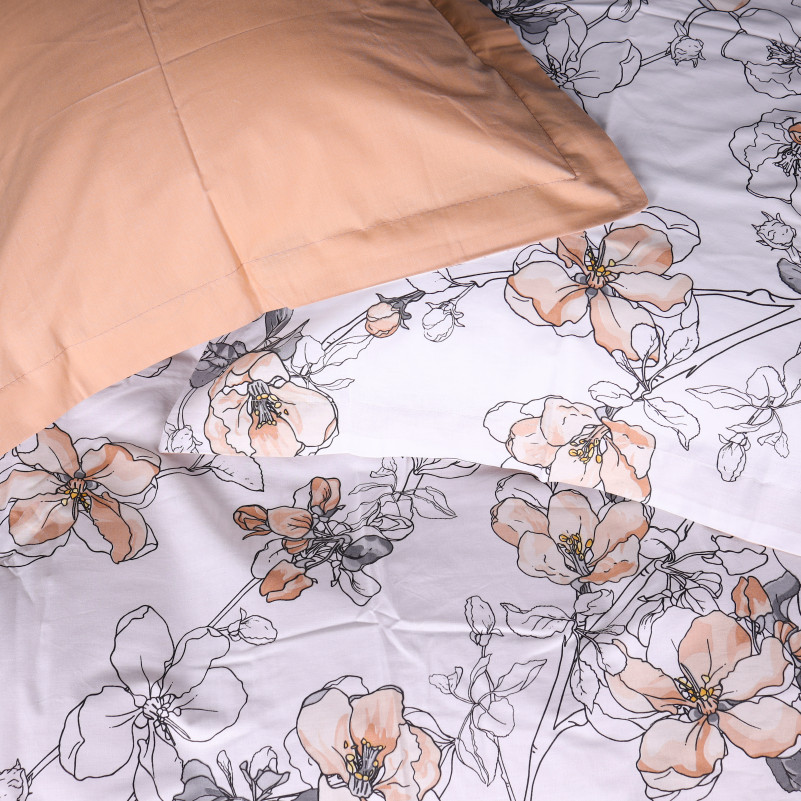 Комплект постельного белья Поплин 00-2 "Beige Flowers" - 4