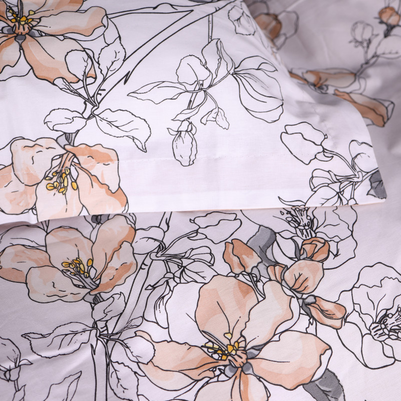 Комплект постельного белья Поплин 00-2 "Beige Flowers" - 6