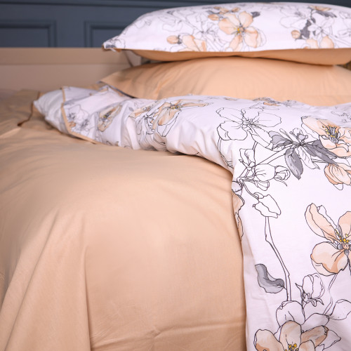 Простынь Поплин 00-2 "Beige Flowers"