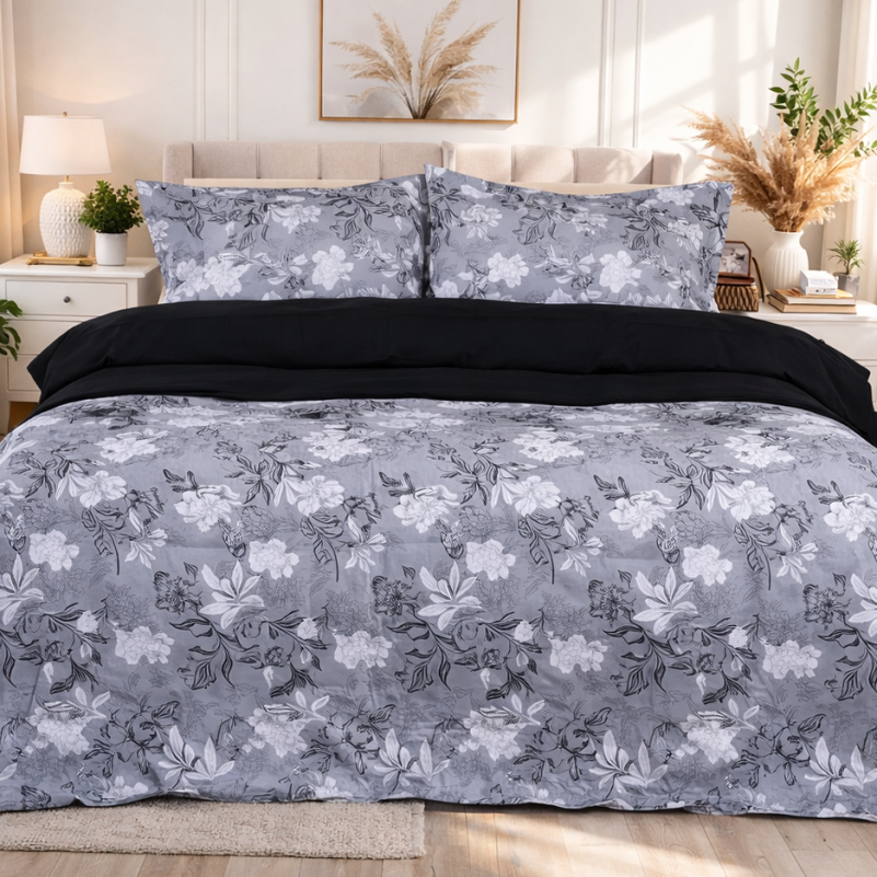 Простынь на резинке Поплин 00-8 "Black Flowers" - высота 25 см (детские 10 см) - 4