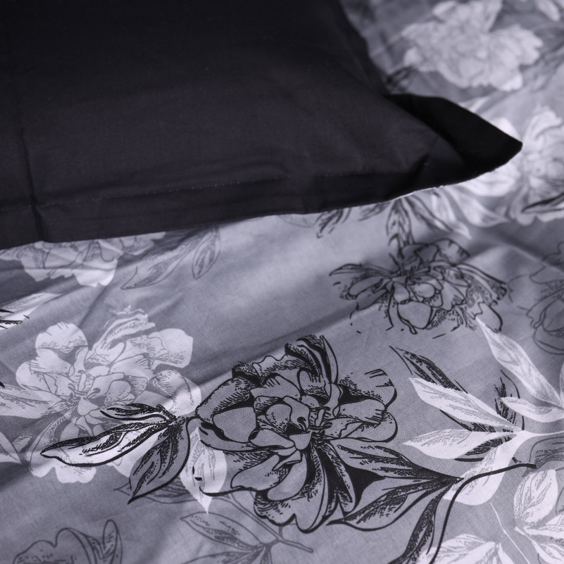 Простынь на резинке Поплин 00-8 "Black Flowers" - высота 25 см (детские 10 см) - 3