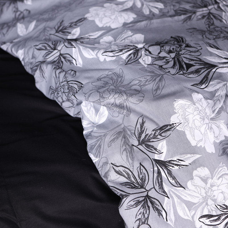 Простынь на резинке Поплин 00-8 "Black Flowers" - высота 25 см (детские 10 см) - 1