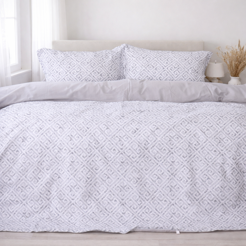 Простынь на резинке Поплин 00-6 "Geometry Grey" - высота 25 см (детские 10 см) - 5