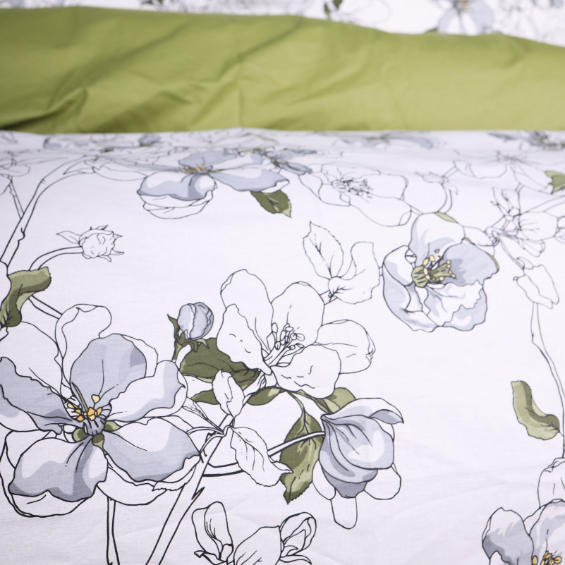 Простынь на резинке Поплин 00-1 "Olive Flowers" - высота 25 см (детские 10 см) - 2