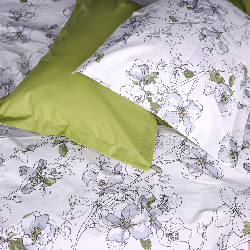 Простынь на резинке Поплин 00-1 "Olive Flowers" - высота 25 см (детские 10 см) - 3