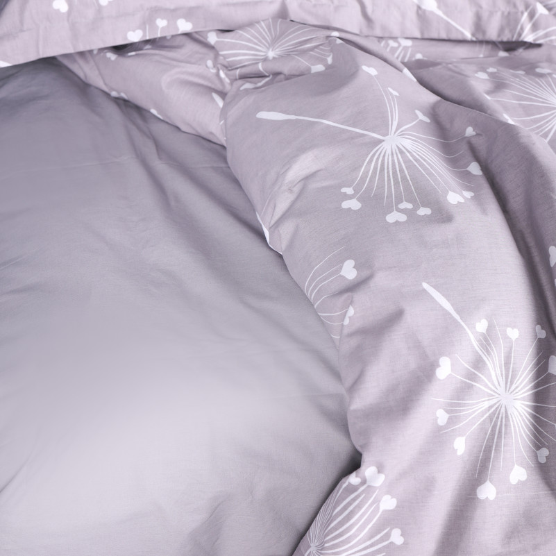 Простынь на резинке Поплин 00-3 "Grey Dandelions" - высота 25 см (детские 10 см)