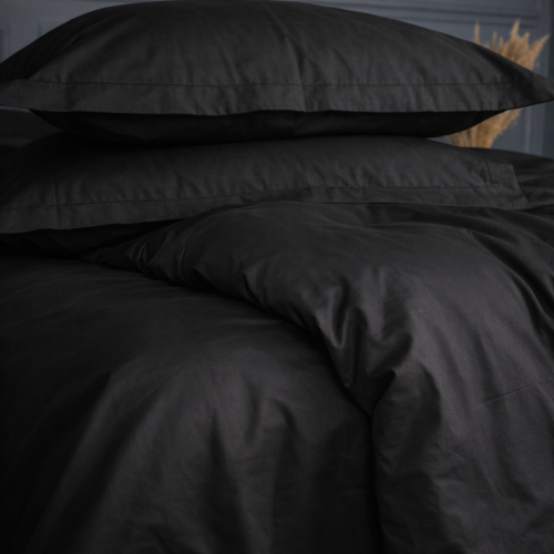 Простынь на резинке Poplin Line "099 Black" - высота 25 см (детские 10 см)