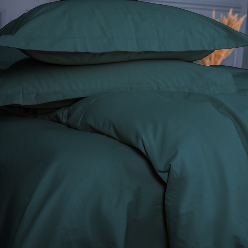 Простынь на резинке Poplin Line "091 Emerald" - высота 25 см (детские 10 см)