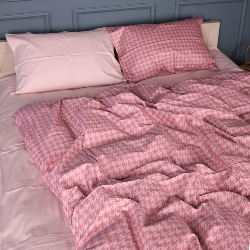 Простынь Сатин 22-1440 Pink Houndstooth - 1