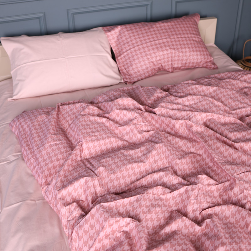 Простынь Сатин 22-1440 Pink Houndstooth - 5