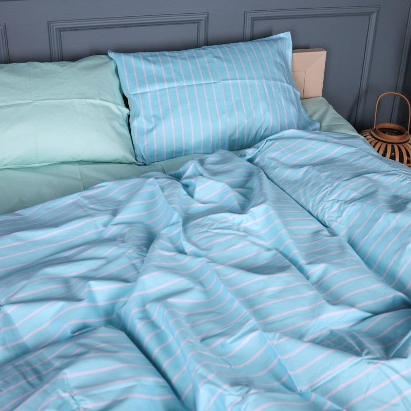 Комплект постельного белья Сатин 22-1466 Seafoam Stripe - 1