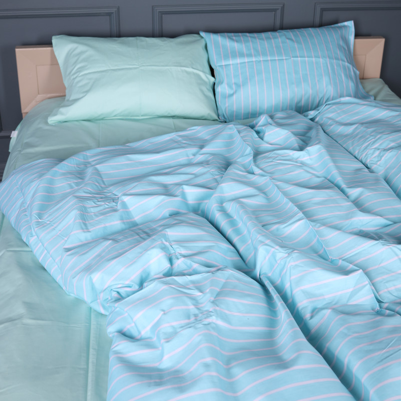 Комплект постельного белья Сатин 22-1466 Seafoam Stripe - 3