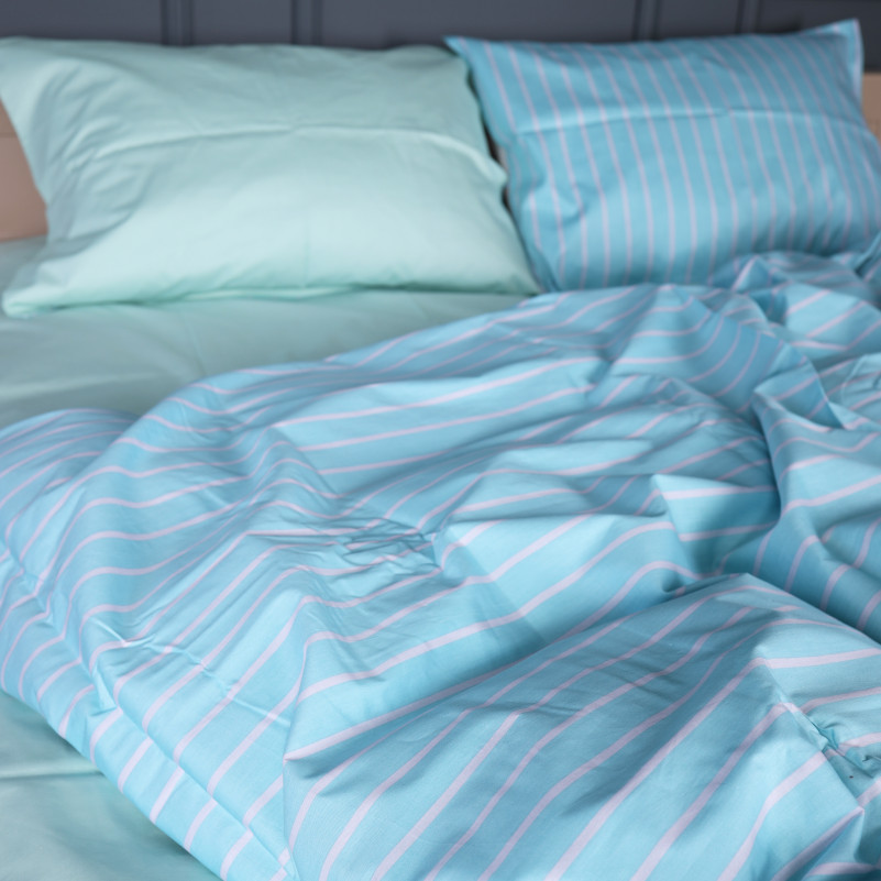 Комплект постельного белья Сатин 22-1466 Seafoam Stripe - 4