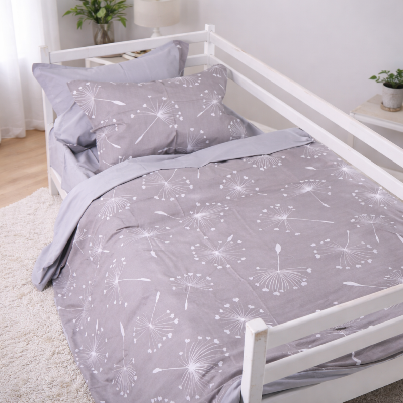 Комплект постельного белья  JUNIOR Poplin 00-3 grey dandelions - 5