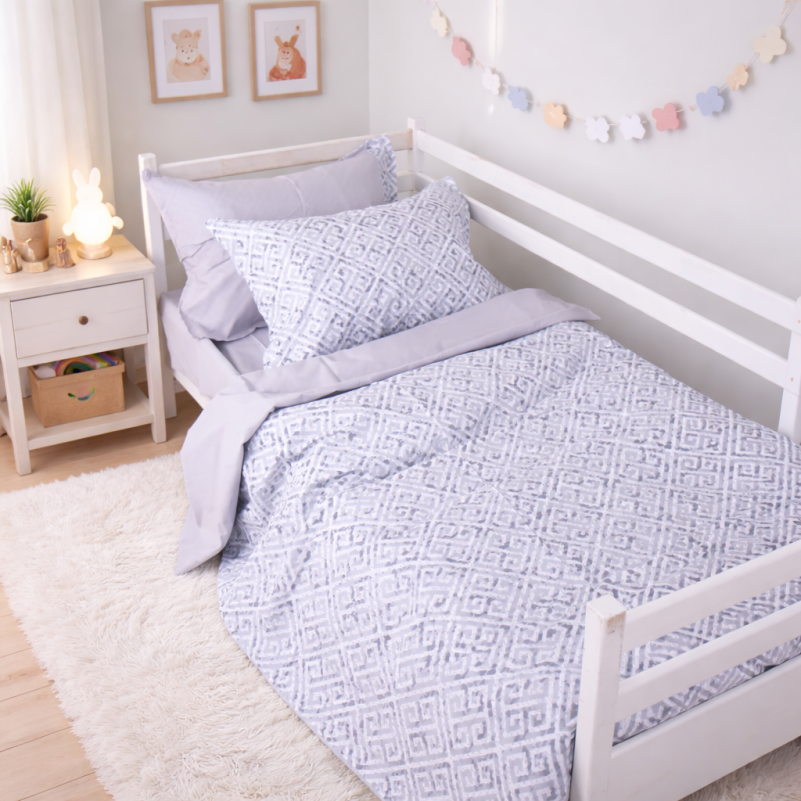 Комплект постельного белья JUNIOR Poplin 00-6 geometry grey