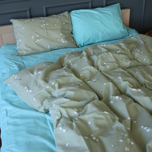 Комплект постільної білизни Бязь 17-4736 Green leaves