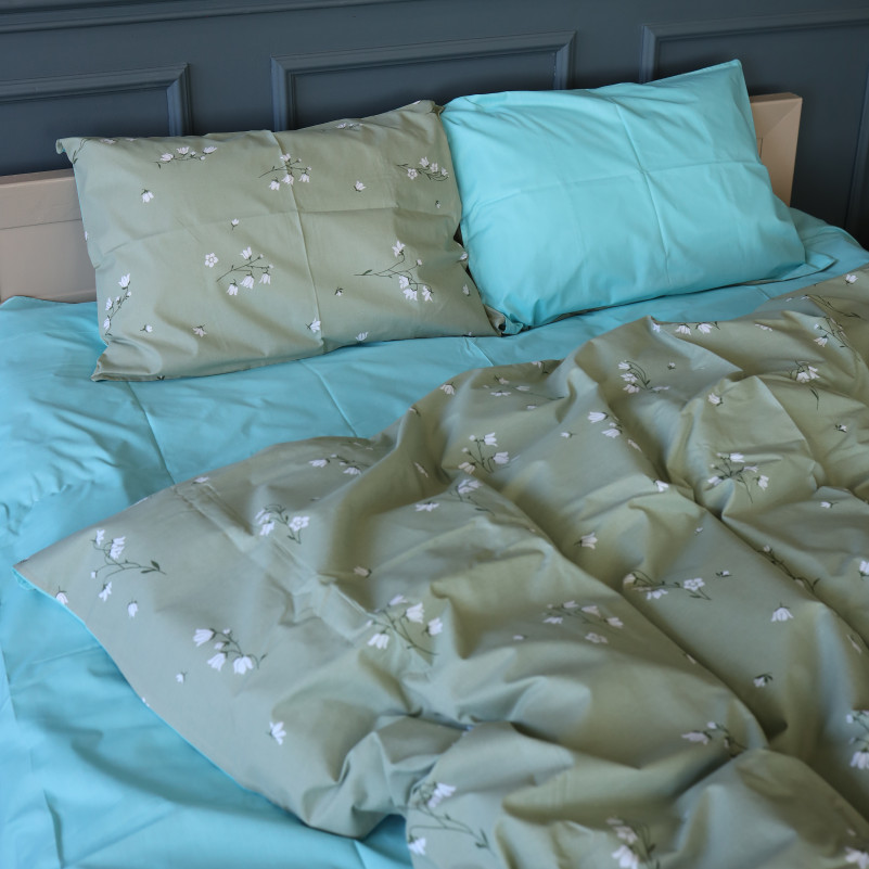 Наволочка Бязь 17-4736 Green leaves - 1