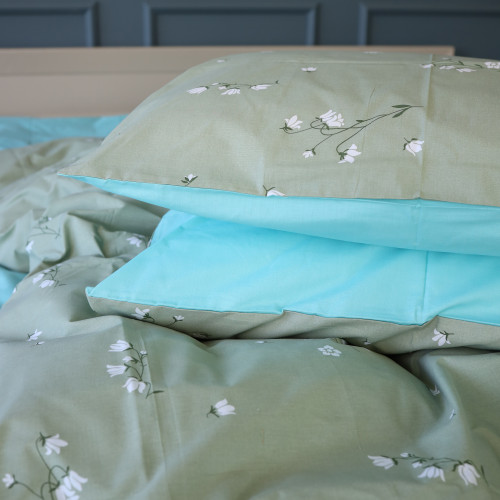 Комплект постільної білизни Бязь 17-4736 Green leaves - 2