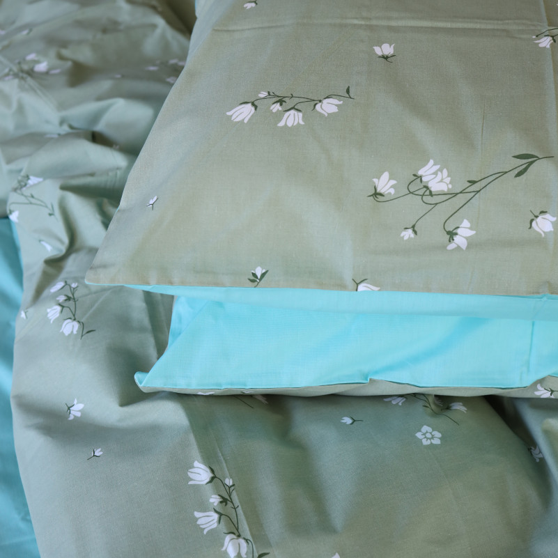 Наволочка Бязь 17-4736 Green leaves - 3