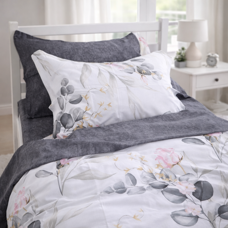 Комплект постельного белья  JUNIOR Poplin 00-7 pink flowers - 7