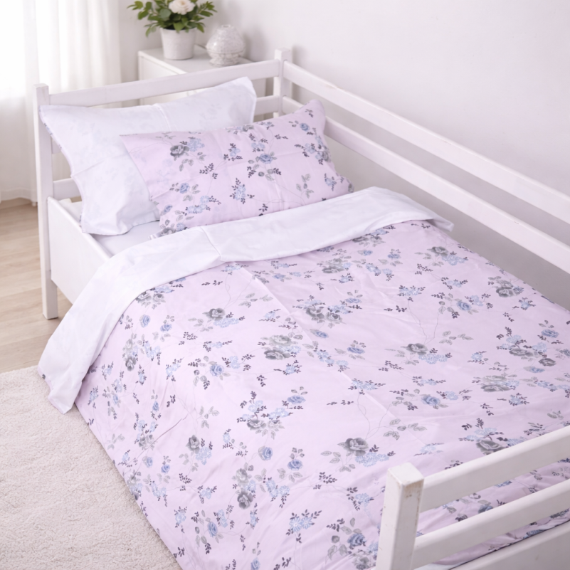 Комплект постельного белья Сатин JUNIOR 22-1377 Flowers on Snow - 6