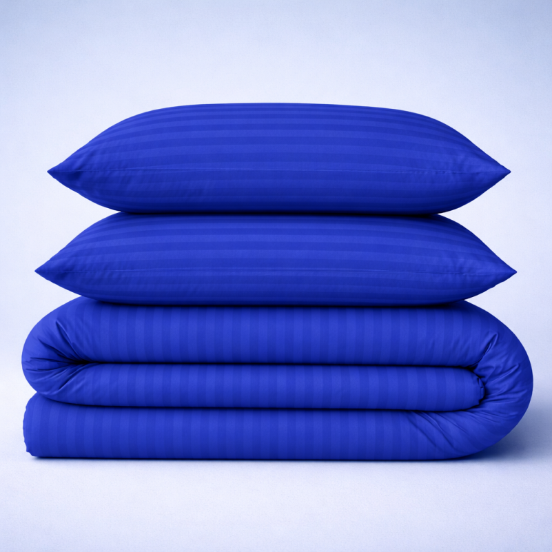 Простынь на резинке (БЯЗЬ) 17-0609 Stripe Blue - высота 25 см (детские 10 см)