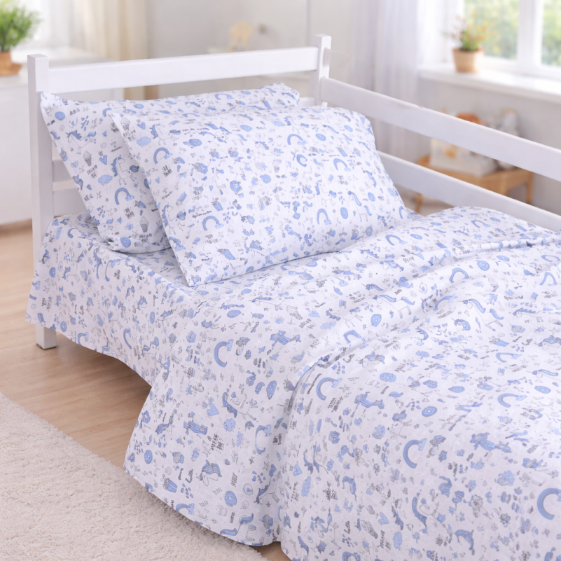 Комплект постельного белья Бязь JUNIOR 17-0931 Tiny Unicorn blue