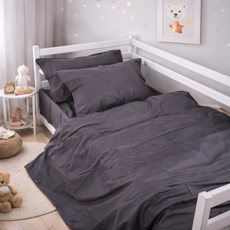 Комплект постельного белья Сатин JUNIOR Satin Light Pro 10-005 Dark Gray