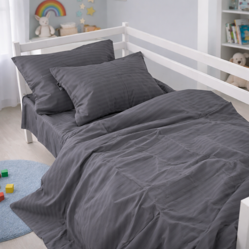 Комплект постельного белья  Бязь JUNIOR 17-0611 Stripe Black