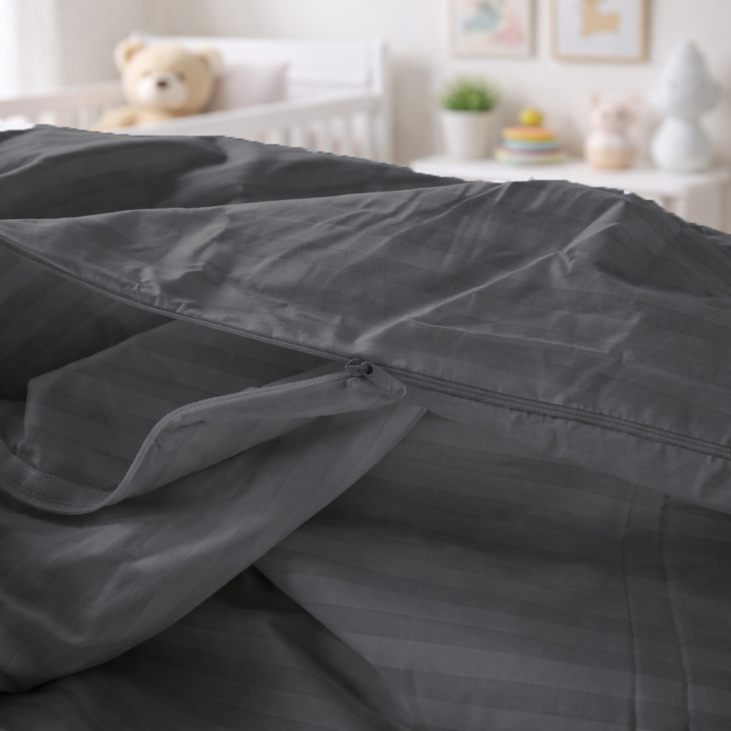 Комплект постельного белья  Бязь JUNIOR 17-0611 Stripe Black - 7