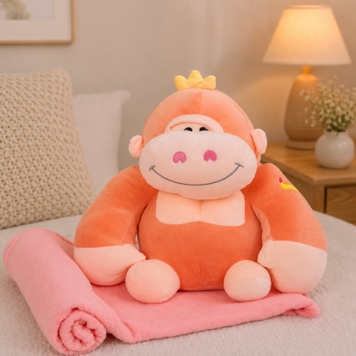 Плед + подушка дитячі №1071 Monkey Peach