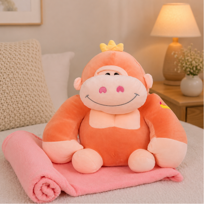 Плед+подушка дитячі №1071 Monkey Peach