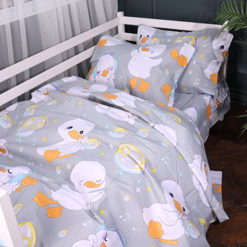Комплект постільної білизни Бязь Kids Time 17-0896 Baby Ducks Gray - 1