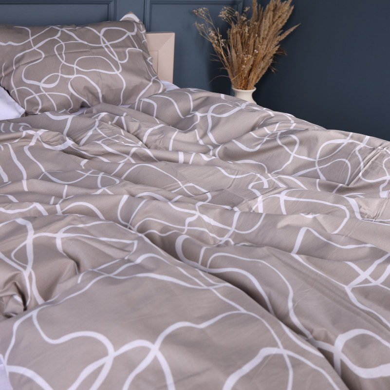 Простынь Сатин 22-1459 Minimal Lines beige - 3
