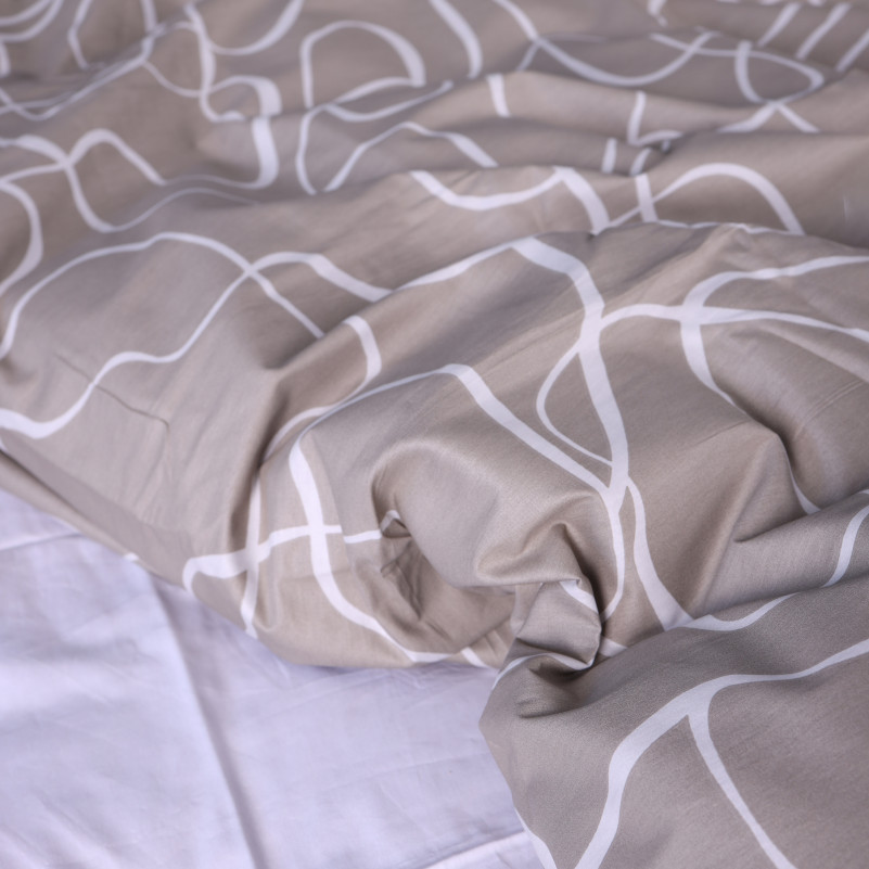 Простынь Сатин 22-1459 Minimal Lines beige - 4