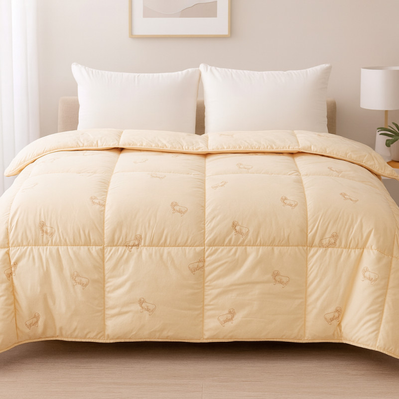 Одеяло шерстяное Camel №024 шерсть тик (зимнее)