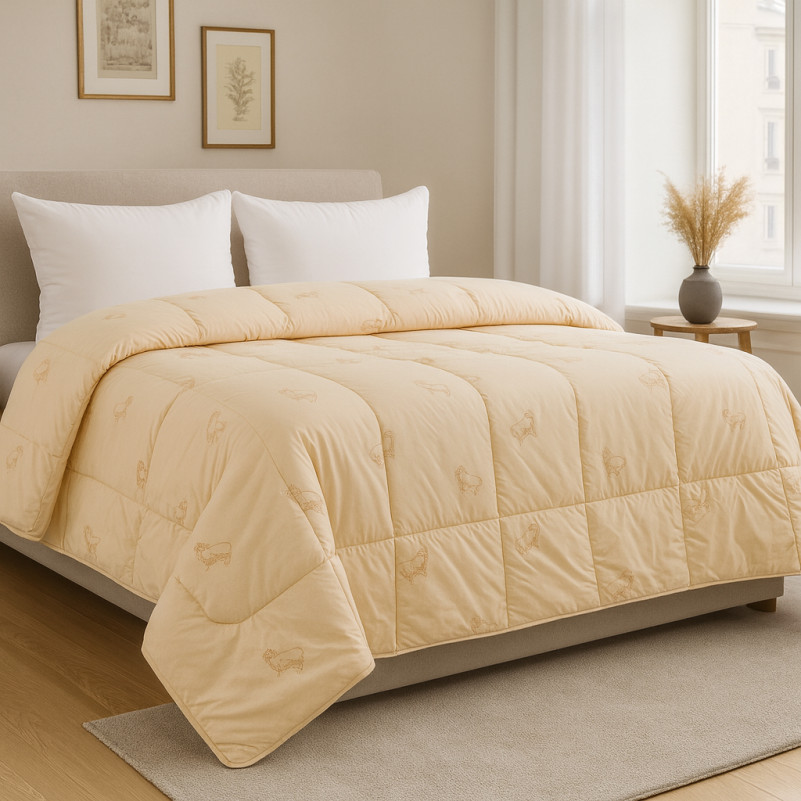 Одеяло шерстяное Camel №024 шерсть тик (зимнее) - 4