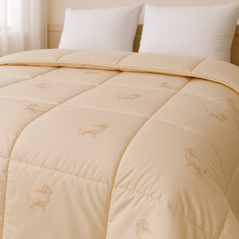 Одеяло шерстяное Camel №024 шерсть тик (зимнее) - 5