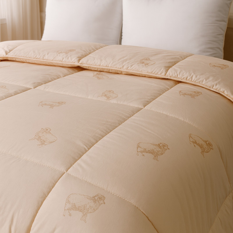 Одеяло шерстяное Camel №024 шерсть тик (зимнее) - 6