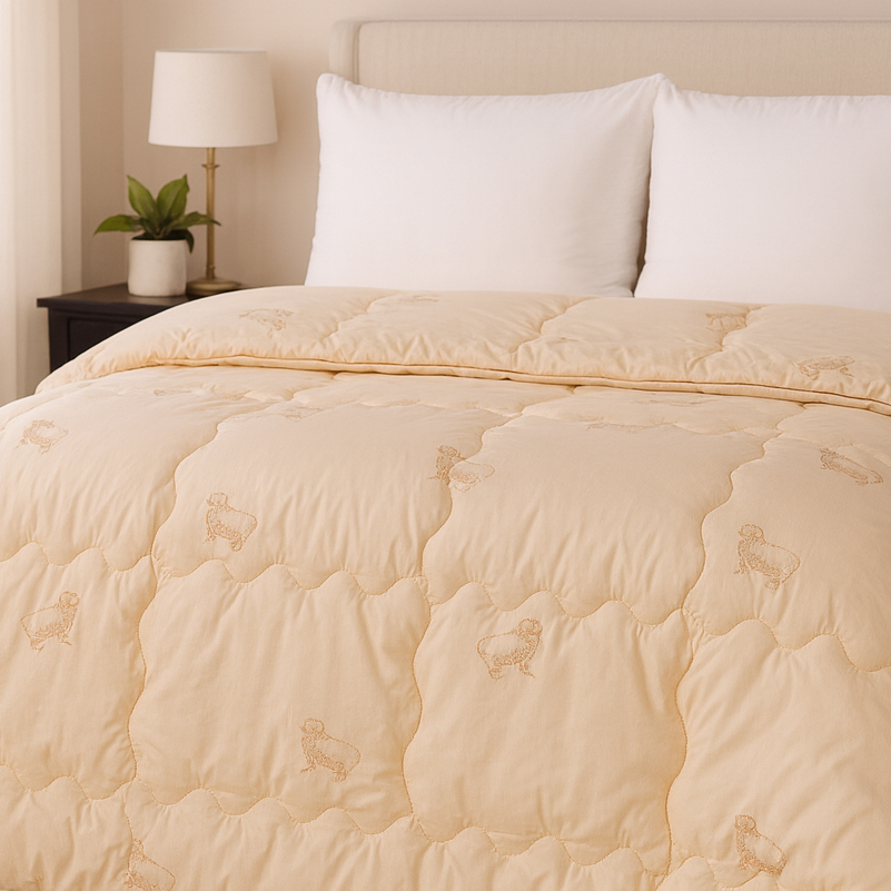 Одеяло шерстяное Hand Made Camel №175 шерсть тик (зима) - 6