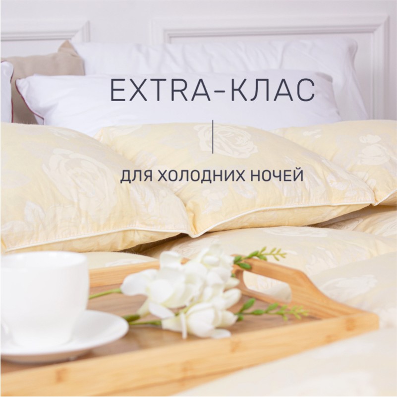 Одеяло пуховое кассетное Extra №042 90% серый пух Extra тик (зима+) - 1