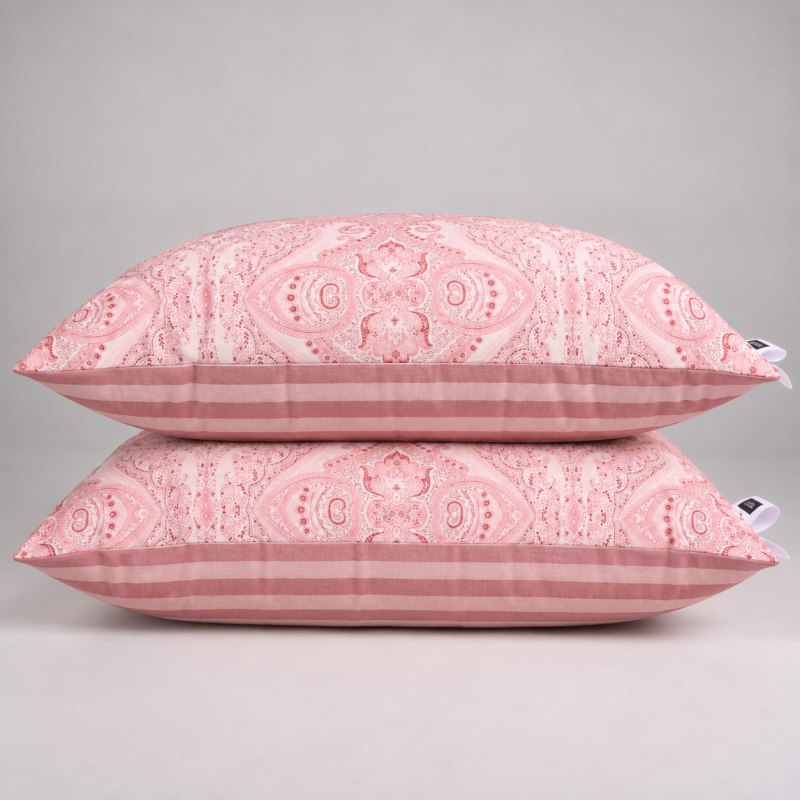 Набір подушок №325 Сolor Fun Line 17-0770 Powder Paisley White Silk (середні) - 1