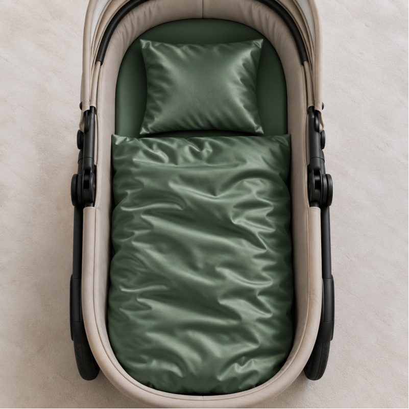 Комплект постельного белья в коляску 60*80 Satin Light Pro 10-017 Green Olive - 1