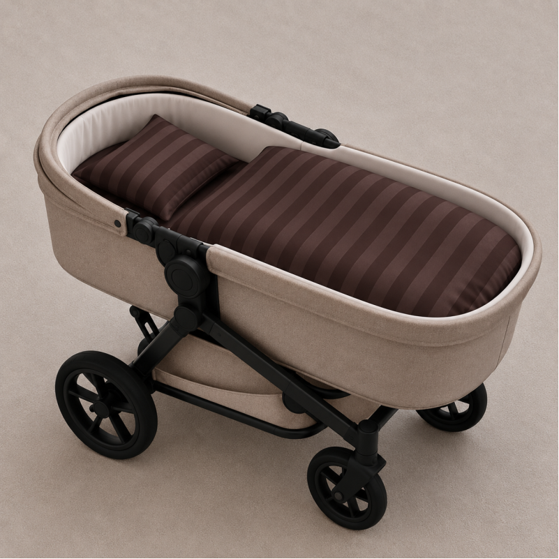 Комплект постельного белья в коляску 60*80 Satin Stripe 30-0006 Dark Brown