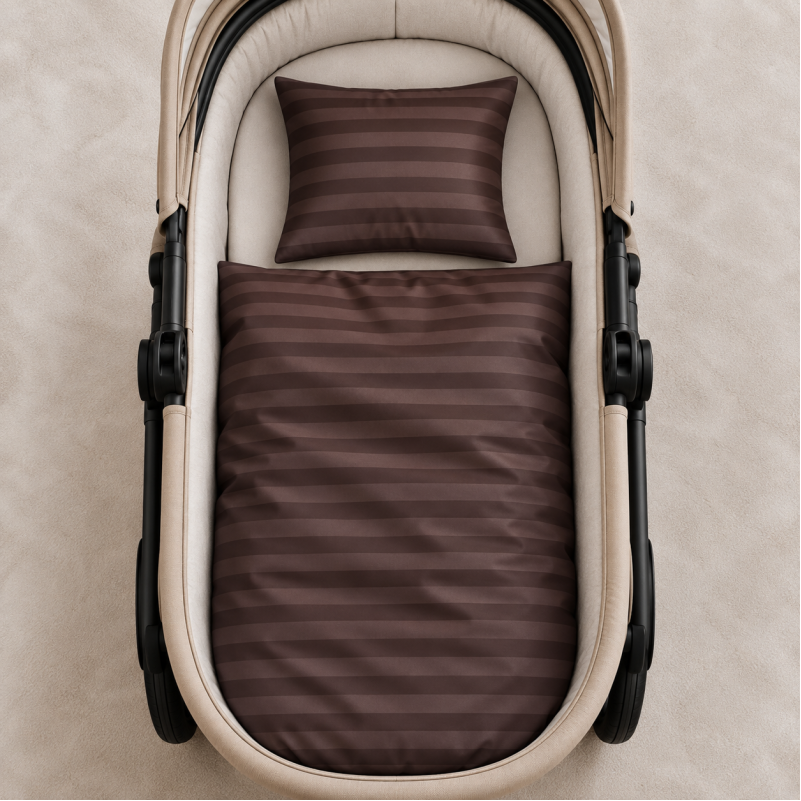 Комплект постельного белья в коляску 60*80 Satin Stripe 30-0006 Dark Brown - 1