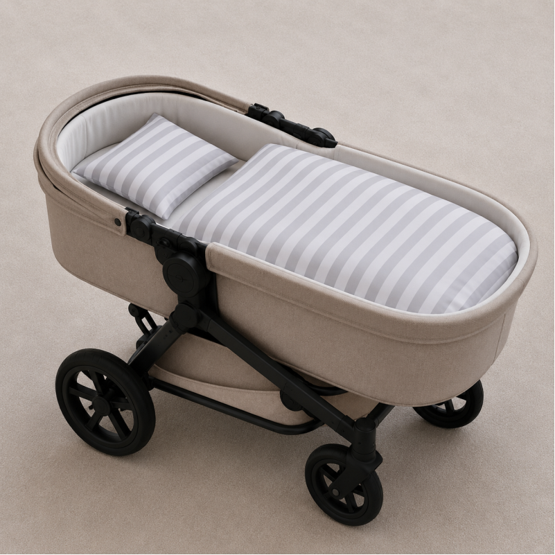 Комплект постельного белья в коляску 60*80 Satin Stripe 30-0010 Light Gray