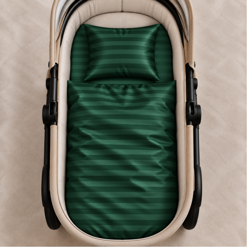 Комплект постельного белья в коляску 60*80 Satin Stripe 30-0017 Green - 1